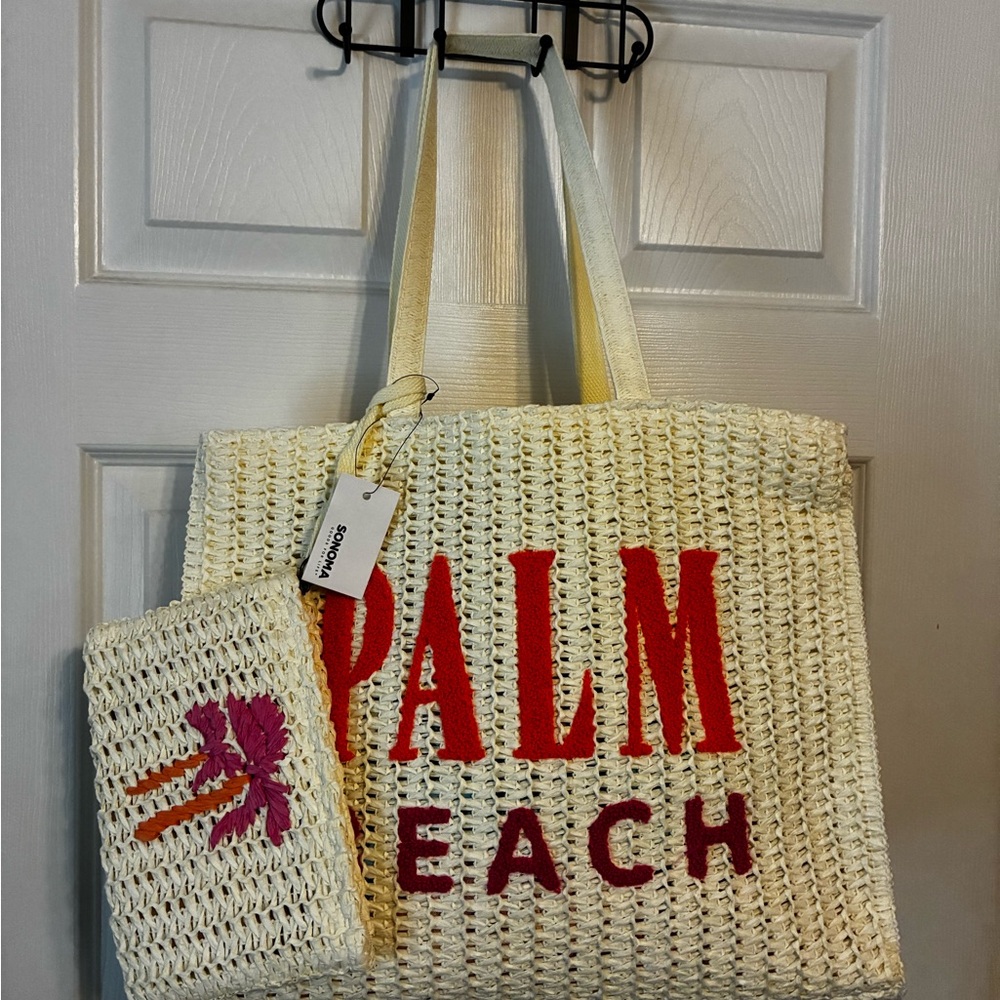 Palm Beach Cream Tote With Matching Wristlet